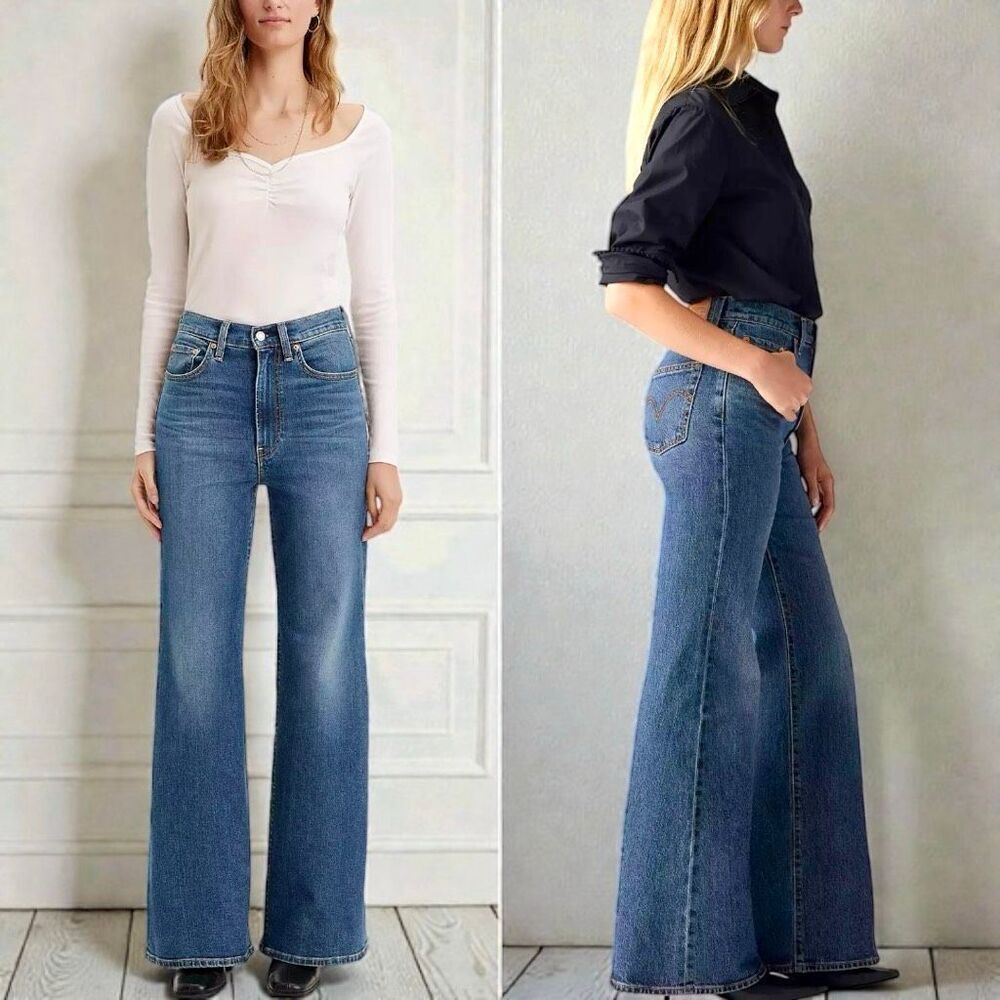 Levi’s Ribcage Ultra High Rise Flare Jeans Vintage Wash Size 32 NWOT - Picture 4 of 13